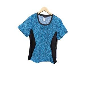 NWT Cherokee Scrubs Top Nurse Teal and Black M Career Hospital Dentist Doctor
